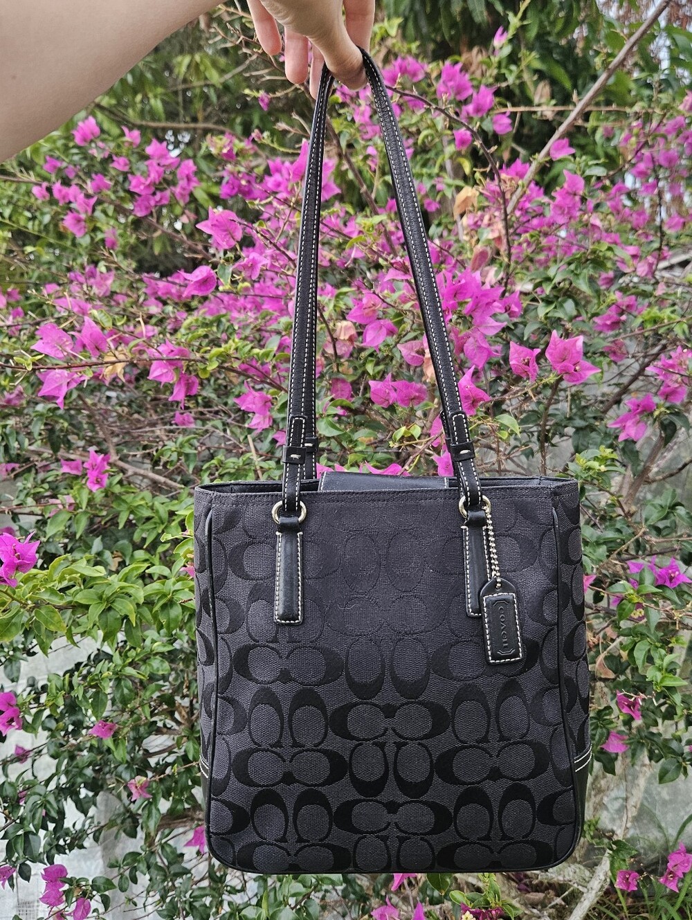 Vintage Coach Y2K Signature Lunch Tote Shoulder Bag Black 6090